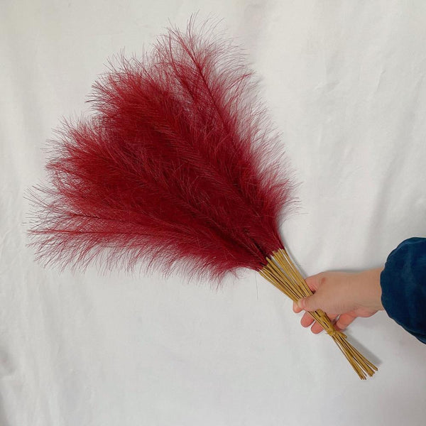 Elosung 20 Sticks Claret Pampas Grass Bouquet 21.65" Fluffy Dried For Decor Events Floral Décor