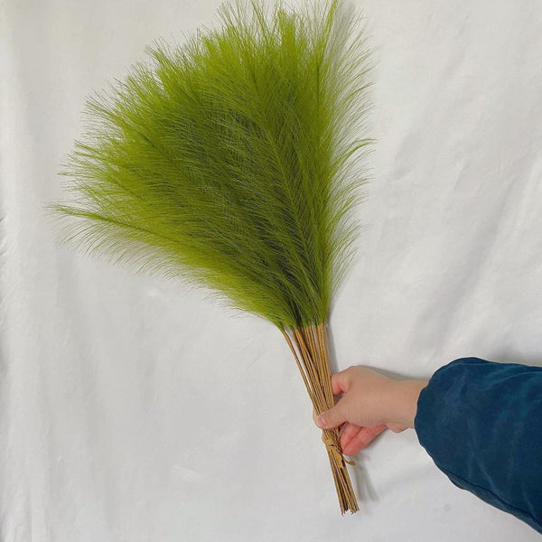 Elosung 20 Sticks Grass Green Pampas Bouquet 21.65" Fluffy Dried For Decor Events Floral Décor