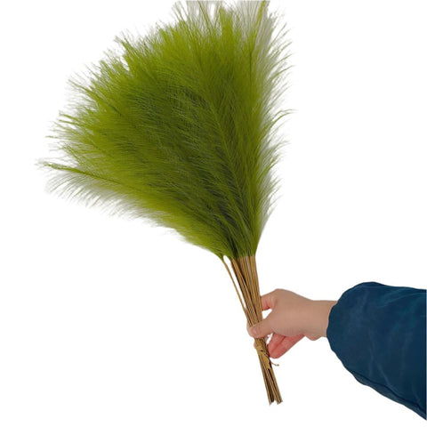 Elosung 20 Sticks Grass Green Pampas Bouquet 21.65" Fluffy Dried For Decor Events Floral Décor