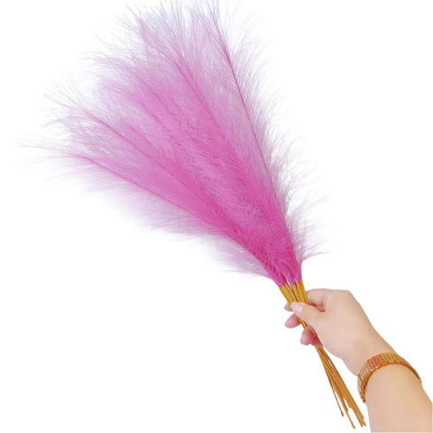 Elosung 20 Sticks Rose Red Pampas Grass Bouquet 21.65" Fluffy Dried For Decor Events Floral Décor