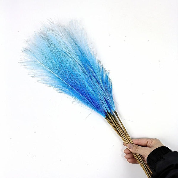 Elosung 20 Sticks Gradient Blue Pampas Grass Bouquet 21.65" Fluffy Dried For Decor Events Floral Décor