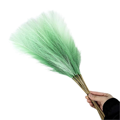 Elosung 20 Sticks Gradient Green Pampas Grass Bouquet 21.65" Fluffy Dried For Decor Events Floral Décor