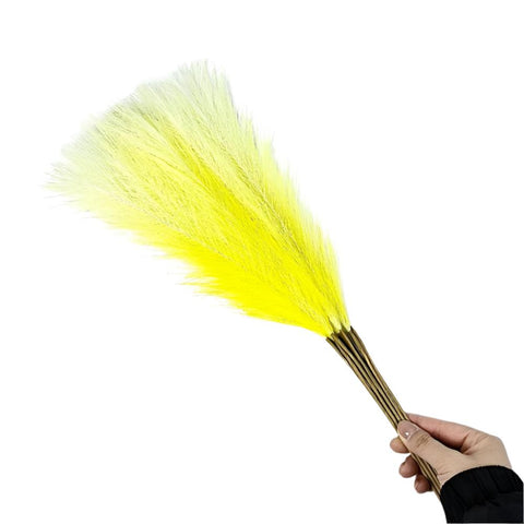 Elosung 20 Sticks Gradient Yellow Pampas Grass Bouquet 21.65" Fluffy Dried For Decor Events Floral Décor