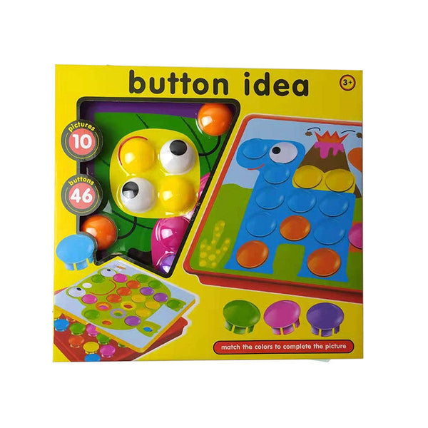Elosung Creative Button Art Toy Set For Kids 46 Colorful Buttons With 10 Unique Pictures Educational Matching Puzzle Ages 3+ Puzzles