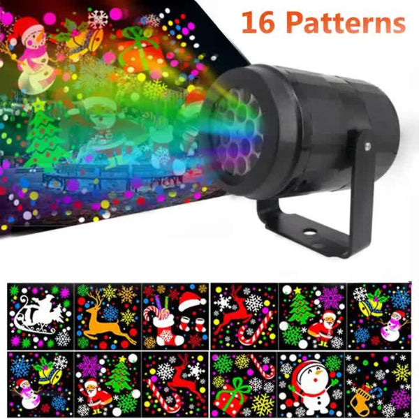 Elosung Indoor Snowstorm Projector Light 16 Pattern Rotating Led Christmas Projection Lamp For Festive Decor Night Lights