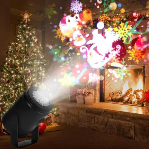 Elosung Indoor Snowstorm Projector Light 16 Pattern Rotating Led Christmas Projection Lamp For Festive Decor Night Lights