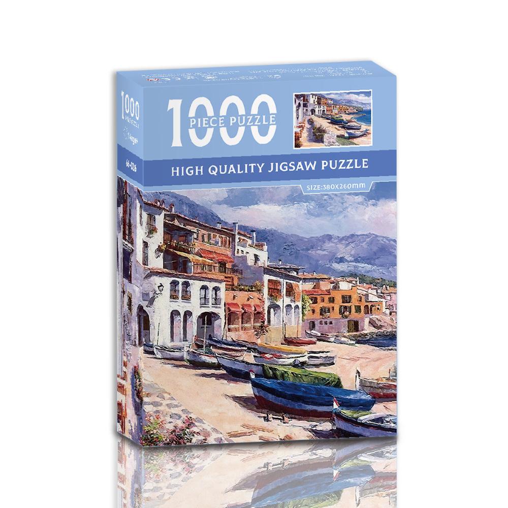 Elosung 1000 Piece High Quality Jigsaw Puzzle Coastal Village Scene Puzzles