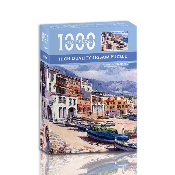 Elosung 1000 Piece High Quality Jigsaw Puzzle Coastal Village Scene Puzzles