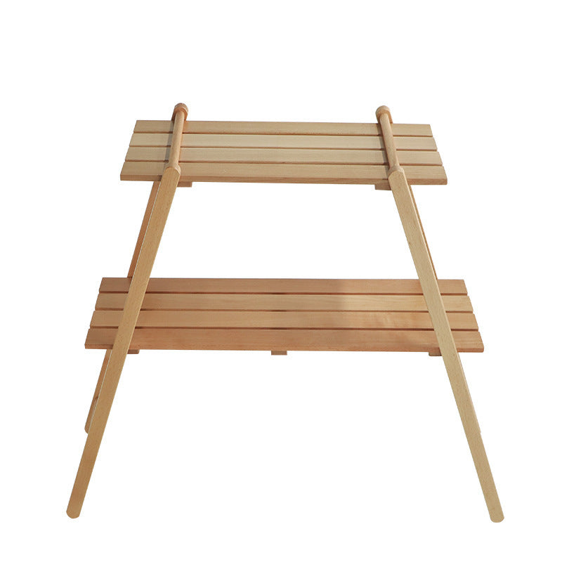 Elosung Multifunctional Camping Solid Wood Folding Rack Camping Furniture