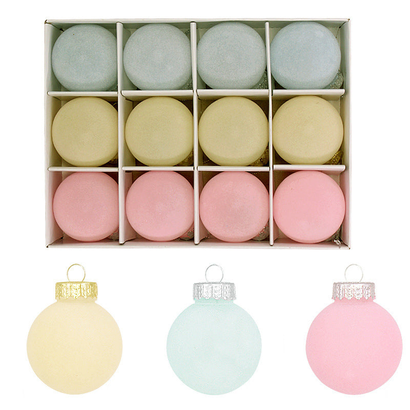 Elosung 12 Piece Velvet Christmas Ornament Set Classic Blue Pink Yellow Baubles For Holiday Tree Decoration (6Cm) Seasonal Decorations