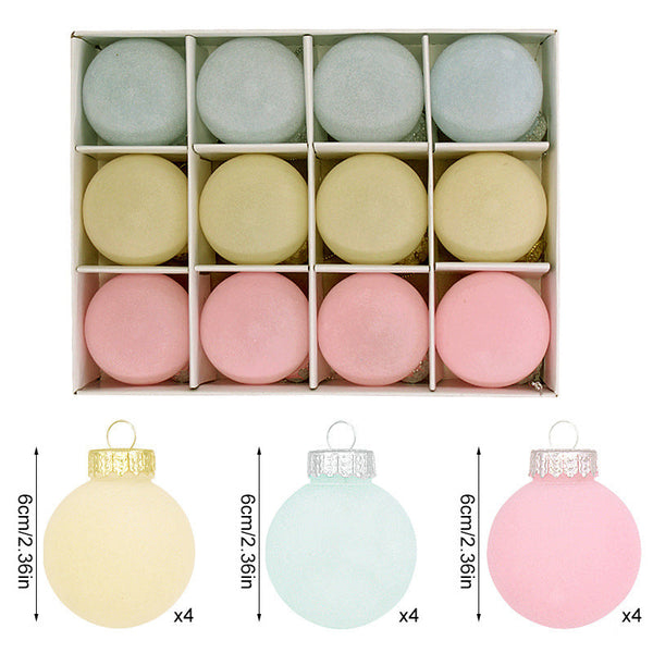 Elosung 12 Piece Velvet Christmas Ornament Set Classic Blue Pink Yellow Baubles For Holiday Tree Decoration (6Cm) Seasonal Decorations