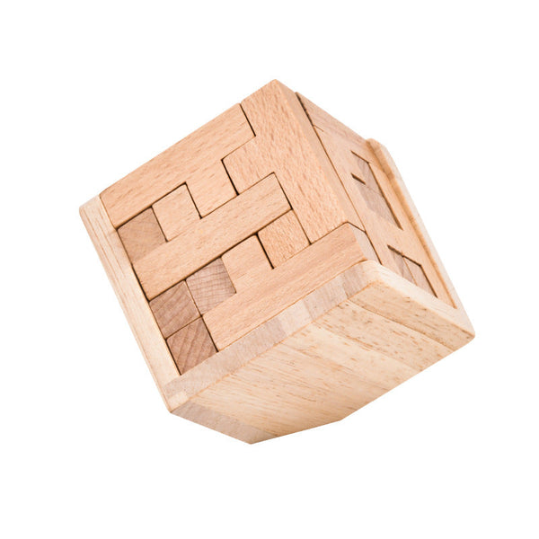 Elosung Brain Teaser Puzzle 3D Cube Game For Adults Kids Natural Block (2.75 Inches) Puzzles