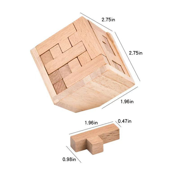 Elosung Brain Teaser Puzzle 3D Cube Game For Adults Kids Natural Block (2.75 Inches) Puzzles