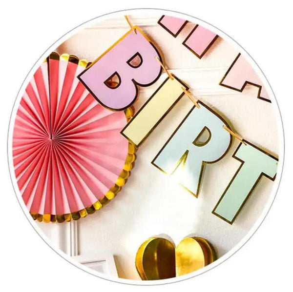 Elosung Happy Birthday Party Decoration Set Fan Decorations Hearts Stars & Banner Banners Bunting & Garlands