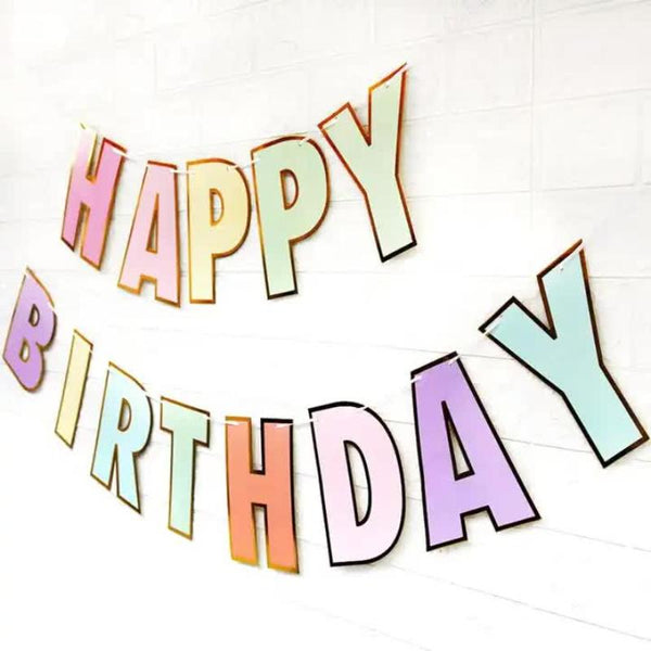 Elosung Happy Birthday Party Decoration Set Fan Decorations Hearts Stars & Banner Banners Bunting & Garlands