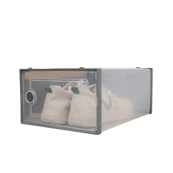 Elosung Stackable Shoe Storage Box Transparent Flip Top Organizers For Shoes Pack 6 33Cm D X 23Cm W 14Cm H Shoe Organisers