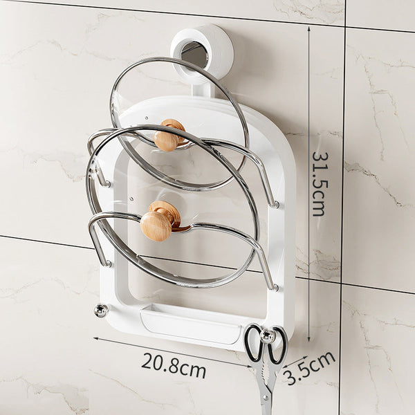 Elosung Wall Mounted Pot Lid Organizer Rack Kitchen Storage Holder With Adhesive (31.5 X 20.8 3.5 Cm) Racks & Holders
