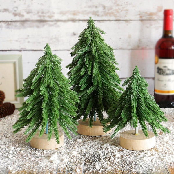 Elosung Miniature Artificial Pine Tree Decoration 11.42 Inch Tabletop Christmas With Base Seasonal Decorations