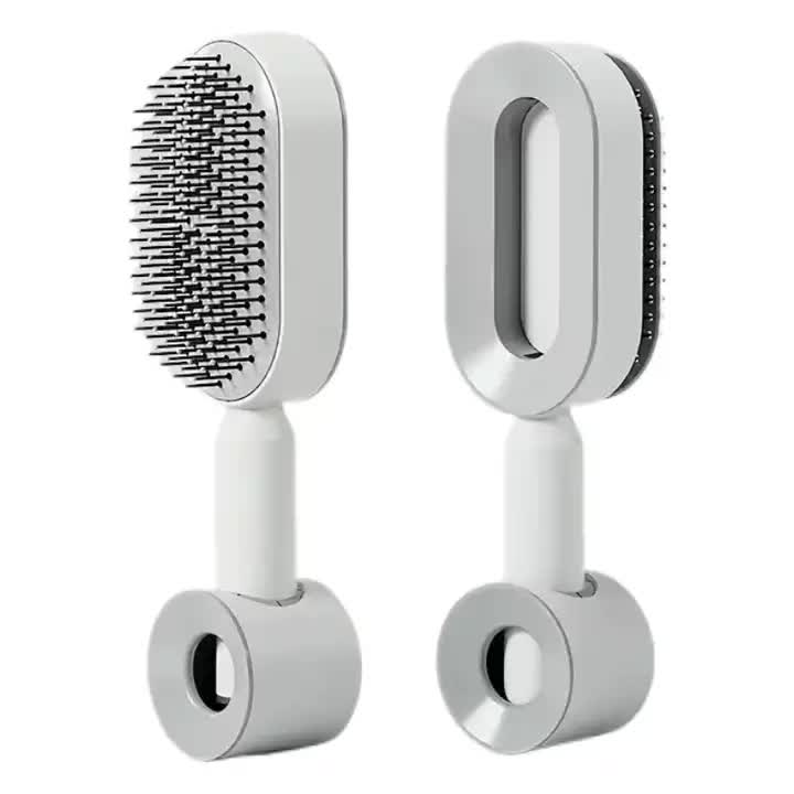 Elosung Self Cleaning Hair Brush With One Click Release | Massage Cushion Design Anti Frizz Detangling Brushes & Combs