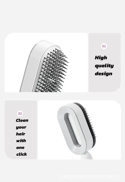 Self Cleaning Hair Brush With One Click Release | Massage Cushion Design, Anti Frizz And Detangling Brush (Purple) Massagers
