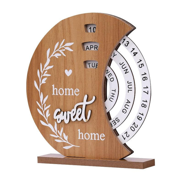 Elosung Rustic Perpetual Calendar | Decorative & Desk Accessory 20*18Cm Moon Shape Other Home Décor