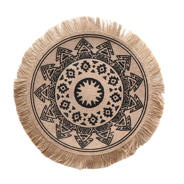 Elosung Bohemian Round Woven | Set Of 5 With Fringe Design Placemats