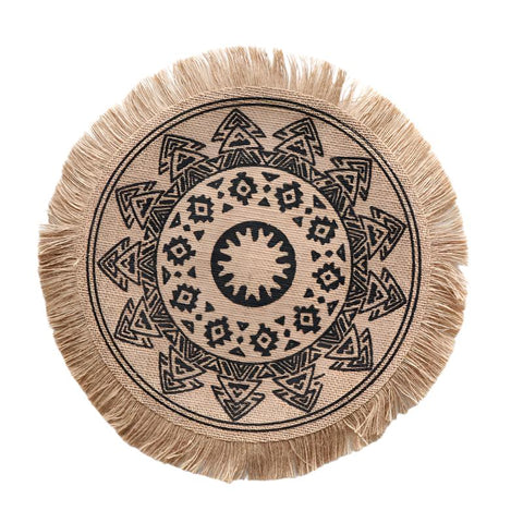 Elosung Bohemian Round Woven | Set Of 5 With Fringe Design Placemats