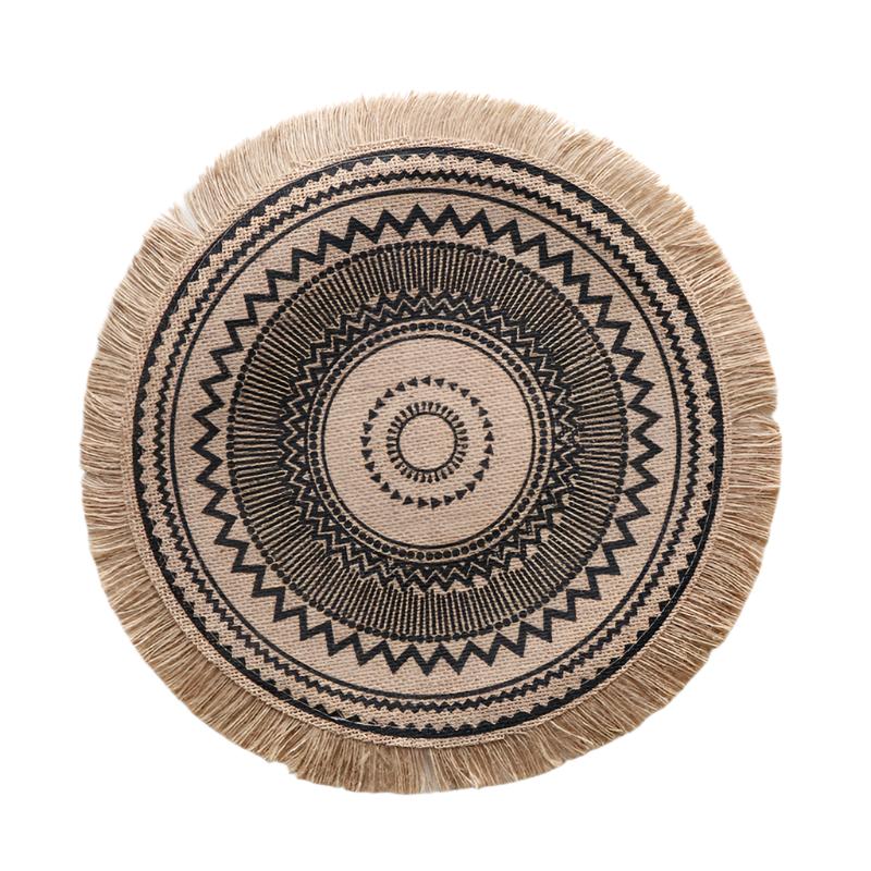 Elosung Bohemian Round Woven | Set Of 5 With Fringe Design Placemats