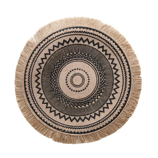 Elosung Bohemian Round Woven | Set Of 5 With Fringe Design Placemats