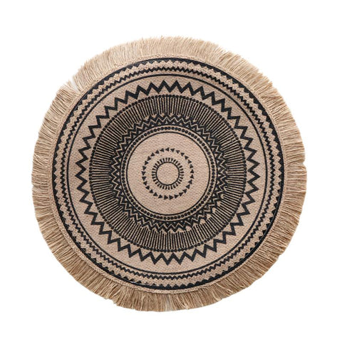 Elosung Bohemian Round Woven | Set Of 5 With Fringe Design Placemats