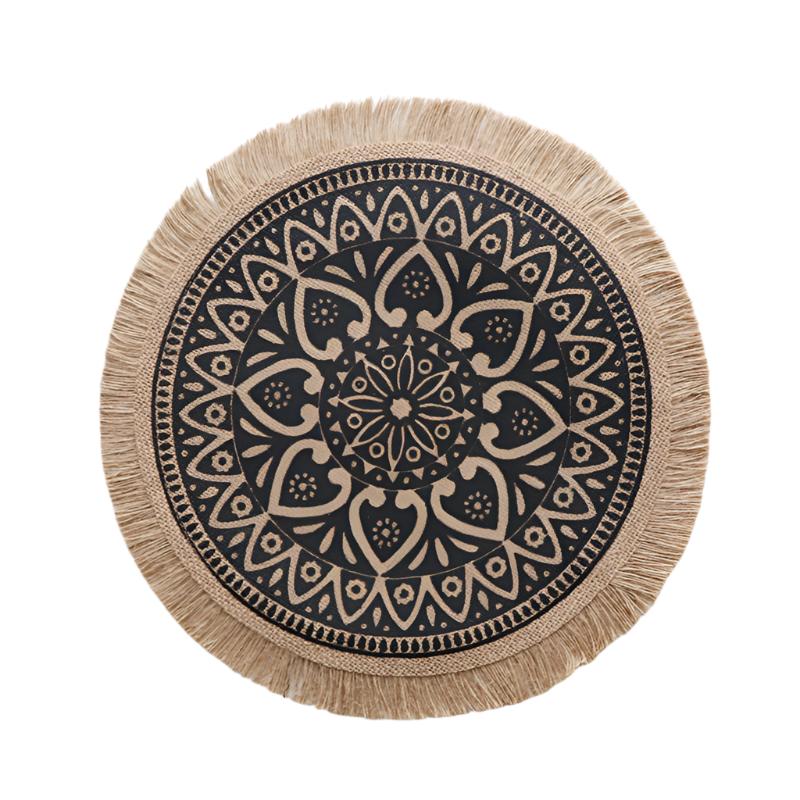Elosung Bohemian Round Woven | Set Of 5 With Fringe Design Placemats