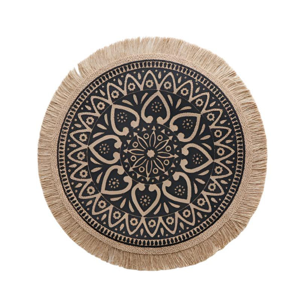Elosung Bohemian Round Woven | Set Of 5 With Fringe Design Placemats