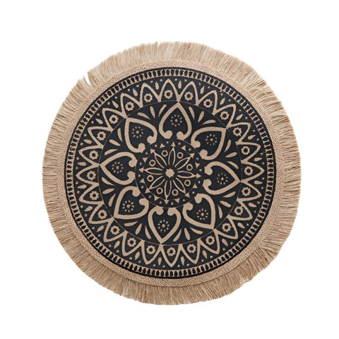 Elosung Bohemian Round Woven | Set Of 5 With Fringe Design Placemats