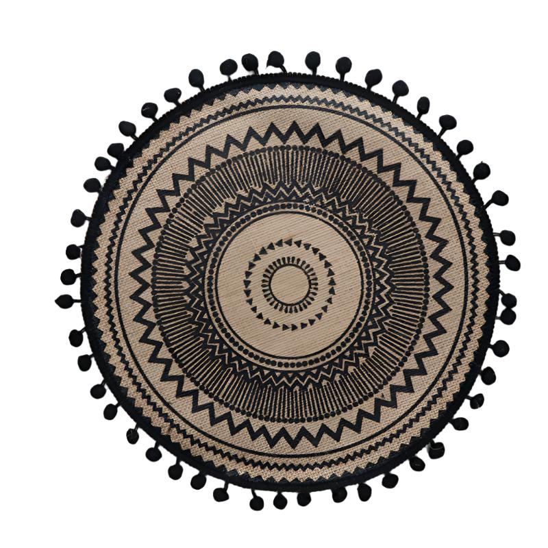 Elosung Bohemian Round Woven | Set Of 5 With Fringe Design Placemats