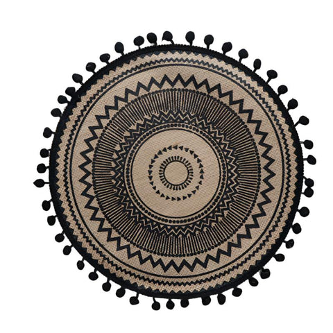 Elosung Bohemian Round Woven | Set Of 5 With Fringe Design Placemats