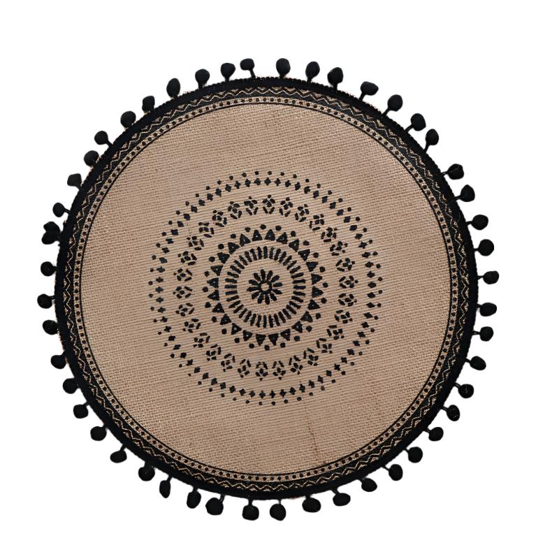 Elosung Bohemian Round Woven | Set Of 5 With Fringe Design Placemats