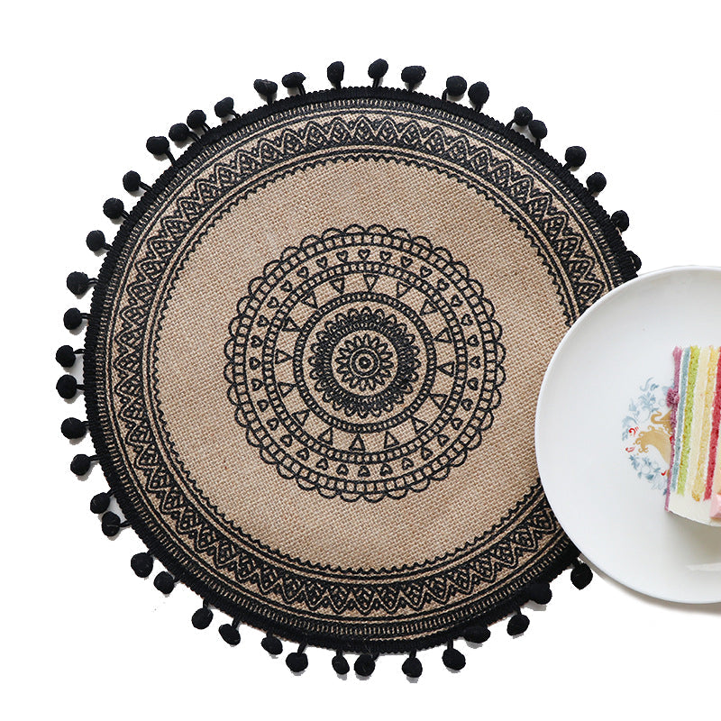 Elosung Bohemian Round Woven | Set Of 5 With Fringe Design Placemats