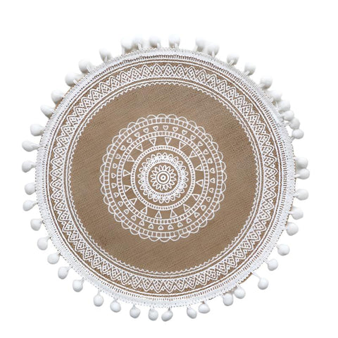 Elosung Bohemian Round Woven | Set Of 5 With Fringe Design Placemats