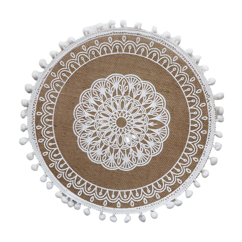 Elosung Bohemian Round Woven | Set Of 5 With Fringe Design Placemats