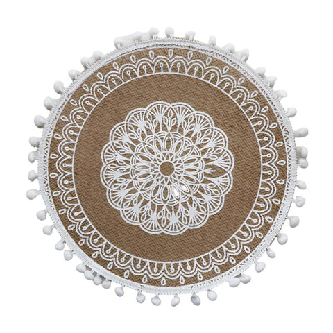 Elosung Bohemian Round Woven | Set Of 5 With Fringe Design Placemats