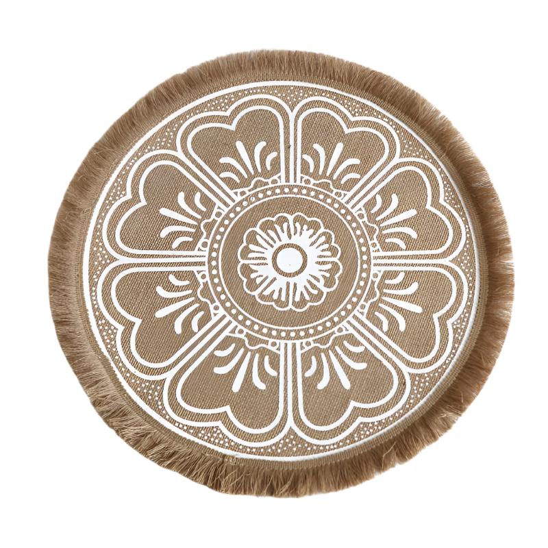 Bohemian Round Woven | Set Of 5 With Fringe Design Placemats