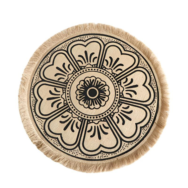 Bohemian Round Woven | Set Of 5 With Fringe Design Placemats