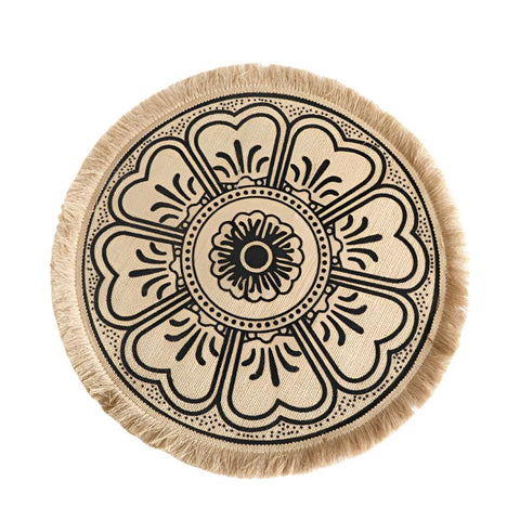 Bohemian Round Woven | Set Of 5 With Fringe Design Placemats