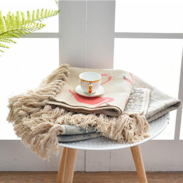 Elosung Bohemian Cotton Area Rug With Tassels Geometric Pattern Decorative Floor Mat 60*90Cm Door Mats & Floor Mats