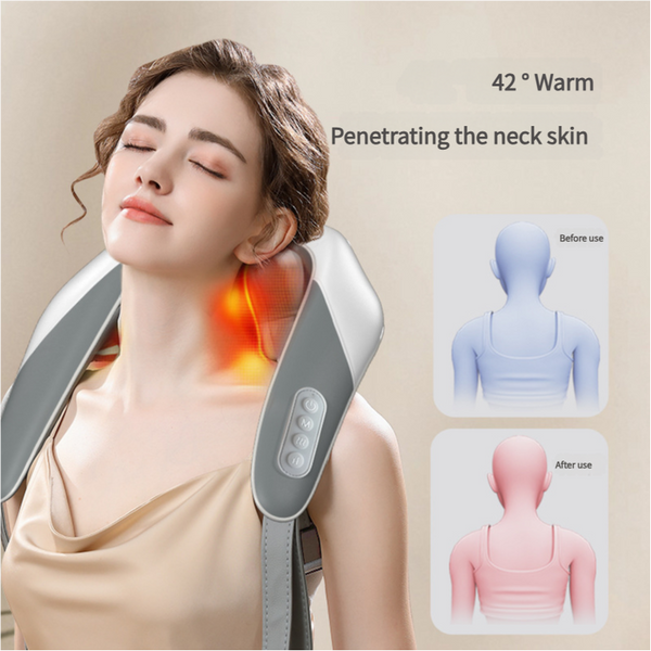 Elosung Shiatsu Neck Shoulder Massager With Heat | Rechargeable 2000Mah Battery Massagers