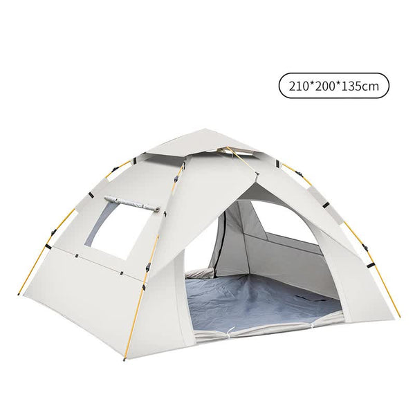 Elosung Off White 3 4 Person Lightweight Camping Tent (210*200*135Cm) | Uv Protection Silver Coated Dual Doors & Windows Tents