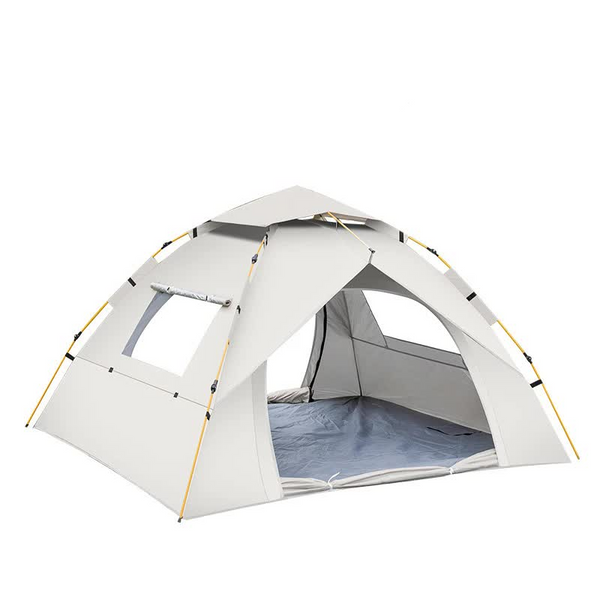 Elosung Off White 3 4 Person Lightweight Camping Tent (210*200*135Cm) | Uv Protection Silver Coated Dual Doors & Windows Tents