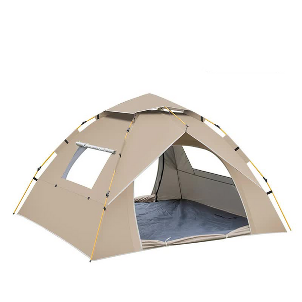 Elosung Khaki 3 4 Person Lightweight Camping Tent 210 X 200 135Cm | Uv Protection Silver Coated Dual Doors & Windows Tents