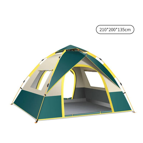 Elosung Dark Green 3 4 Person Lightweight Camping Tent (210*200*135Cm) | Uv Protection Silver Coated Dual Doors & Windows Tents