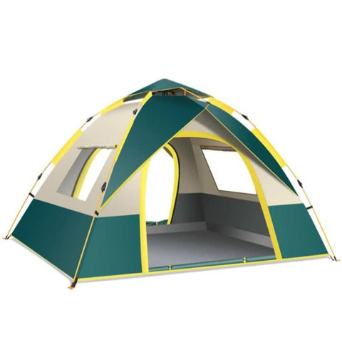 Elosung Dark Green 3 4 Person Lightweight Camping Tent (210*200*135Cm) | Uv Protection Silver Coated Dual Doors & Windows Tents